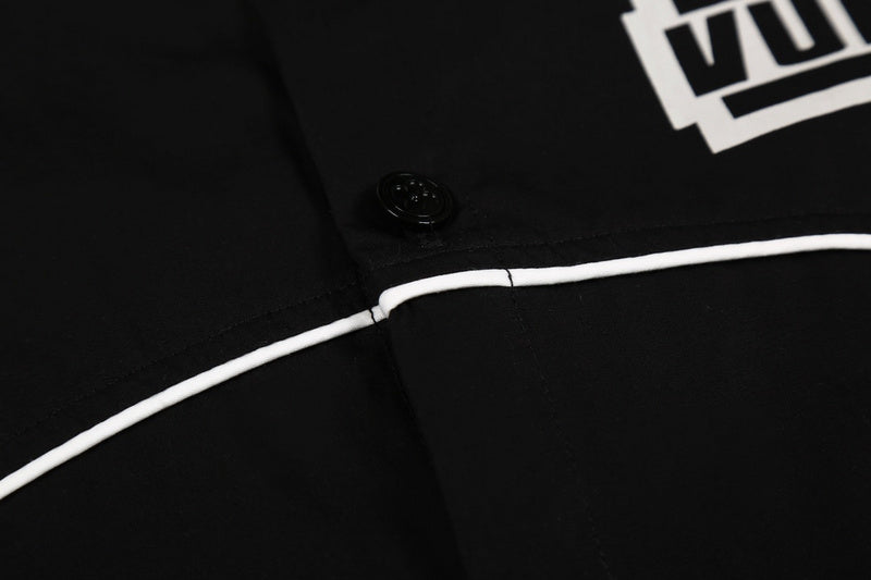 Front view of Louis Vuitton luxury clothing with monogram-inspired silhouette
