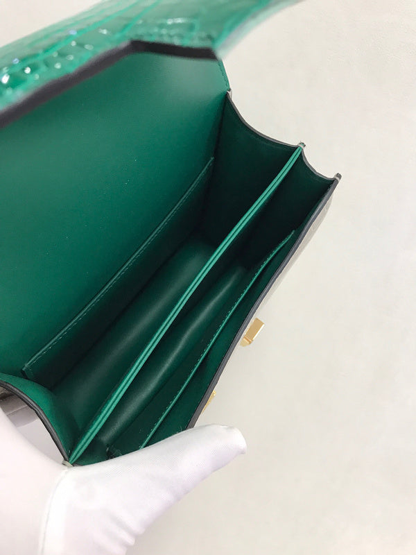 Poised bag shown from front angle