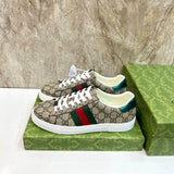 Gucci crisp white luxury sneakers view 8 retro runner design