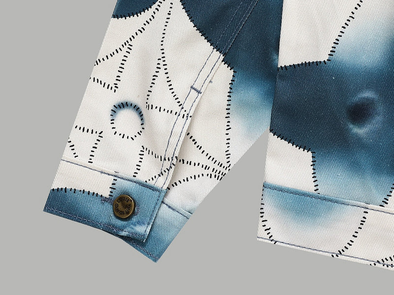 Side profile of Louis Vuitton luxury clothing with signature branding
