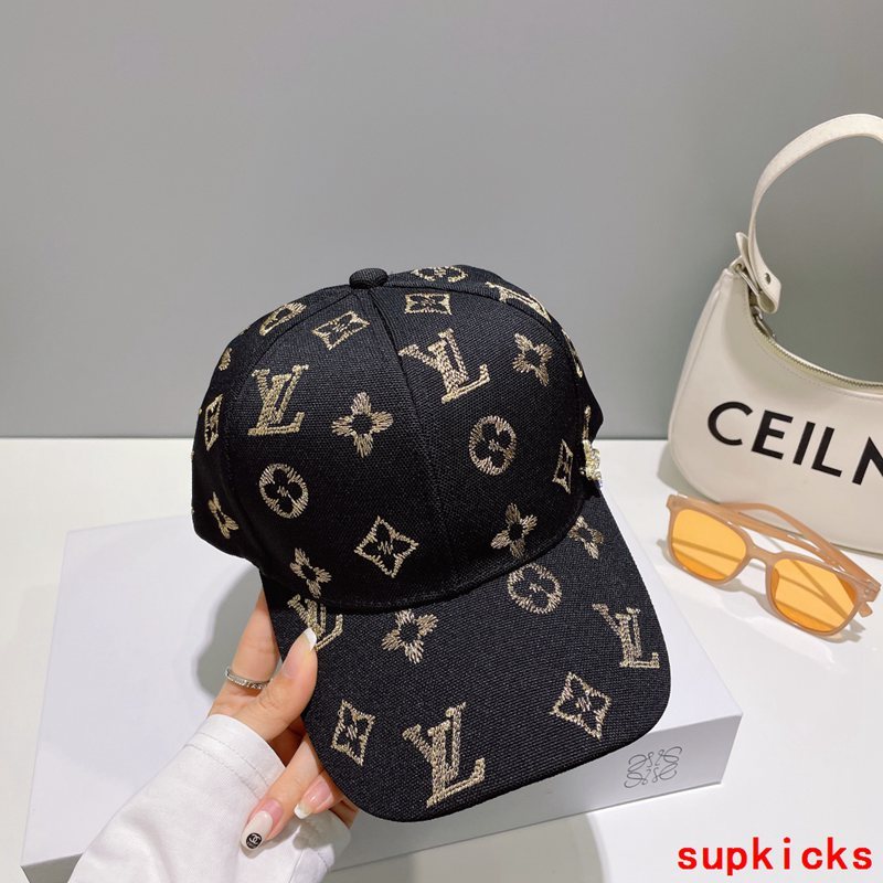 Close-up detail view of Louis Vuitton unisex cap