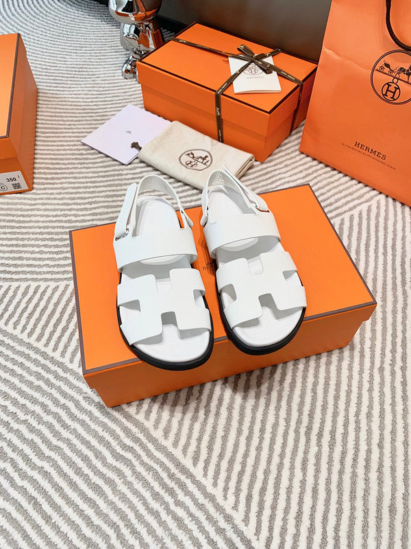 Hermès Black Crisscross Strap Sandals - Front View