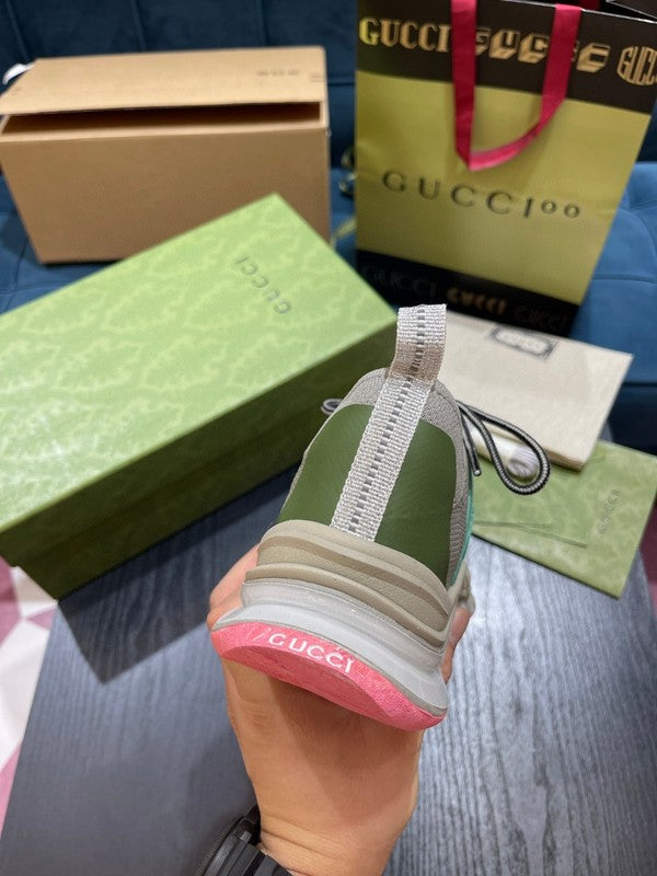 Gucci soft grey luxury sneakers view 4 premium leather build