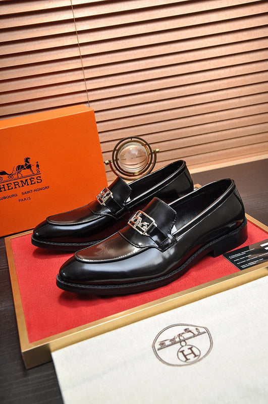 Hermès Grey Loafer Flats - Detail Shot of Craftsmanship