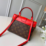 Side profile of structured signature women's handbag – women's designer-style accessory