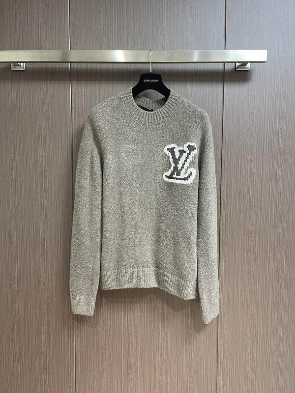 Front view of Louis Vuitton luxury clothing with monogram-inspired silhouette