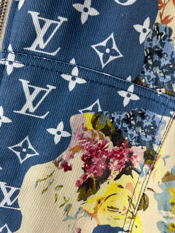 Flat lay presentation of Louis Vuitton luxury clothing with label-forward styling
