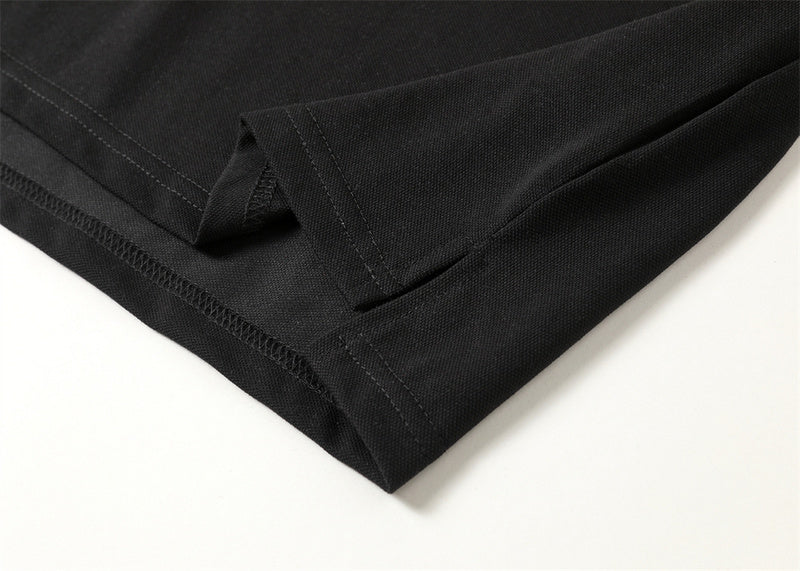 Close-up detail shot of Polo cotton polo shirt with logo-detail design