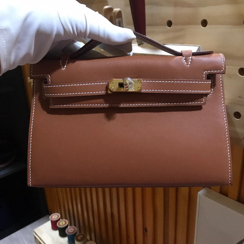 Side view of curated structured handbag