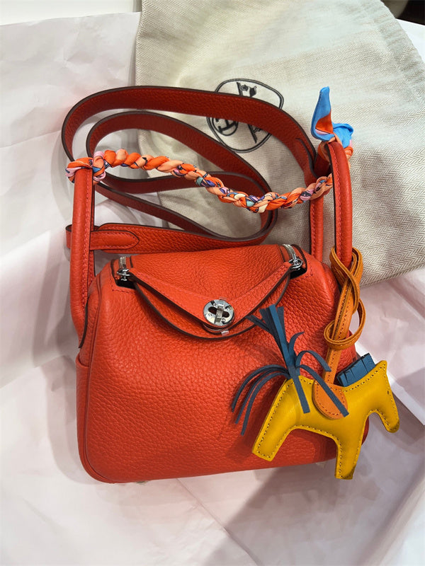 Side view of modern structured handbag