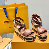 Louis Vuitton Burgundy Combat Boots - Front View