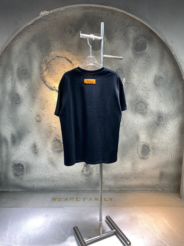 Side profile of Louis Vuitton cotton t-shirt with runway-inspired design