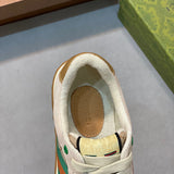 Side profile of Gucci two-tone sneakers minimalist modern build