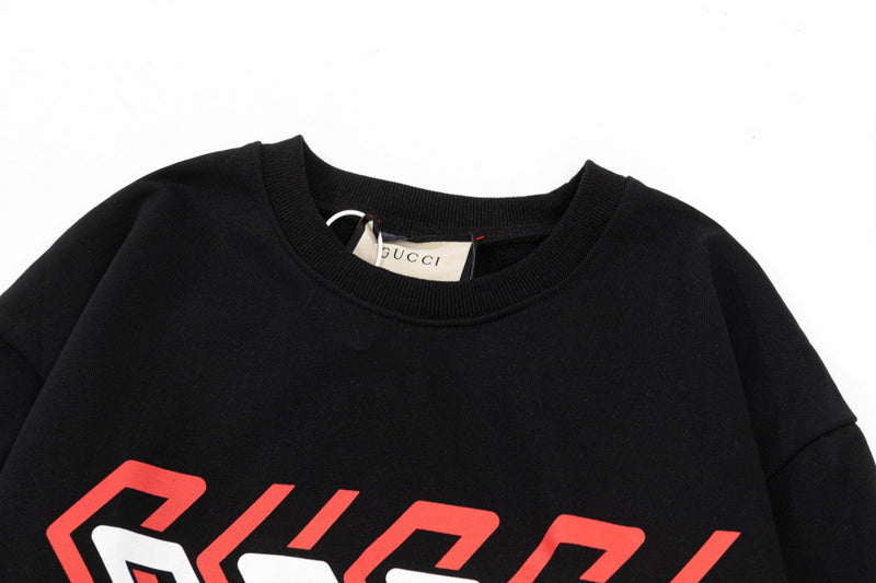Close-up detail shot of Gucci luxury clothing with relaxed-fit cut