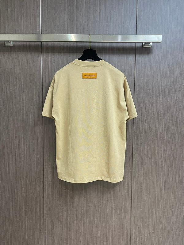 Side profile of Louis Vuitton cotton t-shirt with label-forward styling
