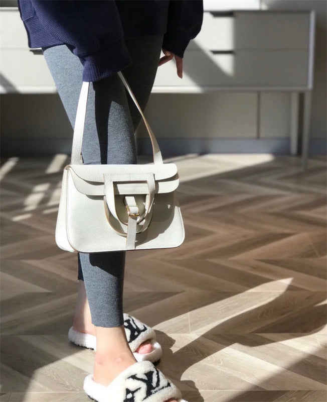 Understated bag shown from front angle