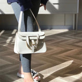 Understated bag shown from front angle
