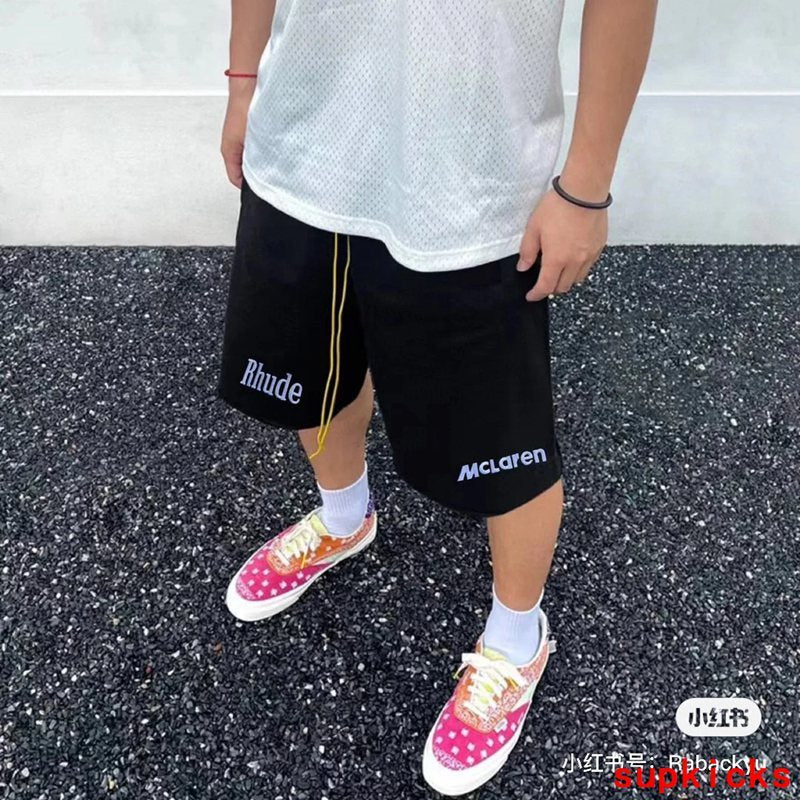 Front view of Rhude luxury clothing with contemporary cut