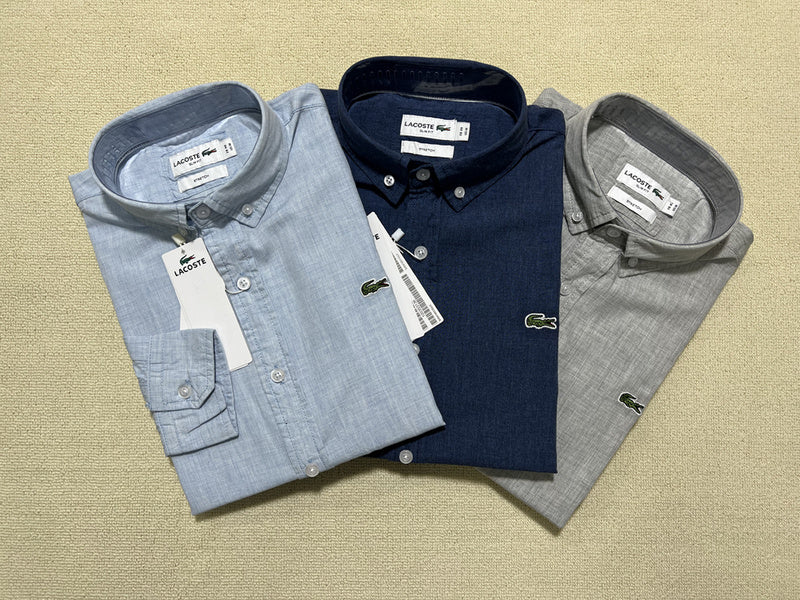 Side profile of Lacoste luxury clothing with logo-detail design