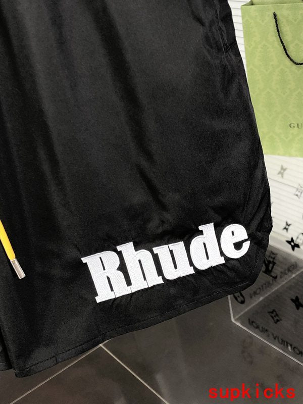 Full styled look of Rhude luxury clothing with label-forward styling
