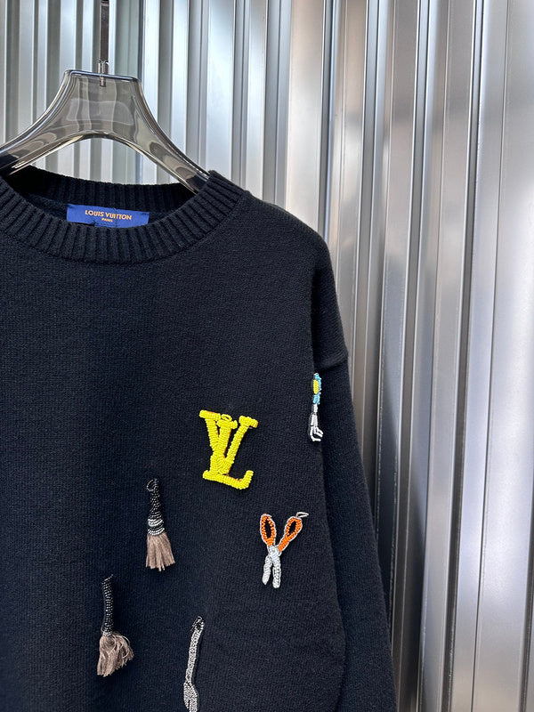 Full styled look of Louis Vuitton luxury clothing with streetwear-inspired cut
