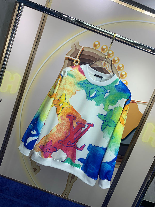 Side profile of Louis Vuitton luxury clothing with signature branding