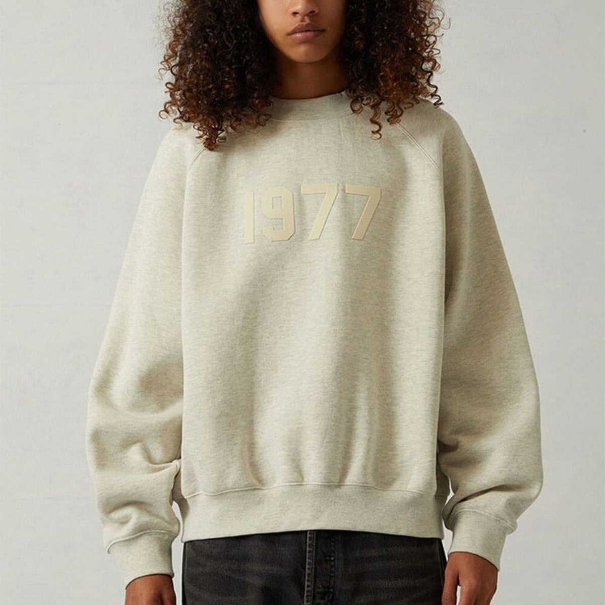 Front view of Fear of God Essentials Essentials Sweatshirt premium sweatshirt