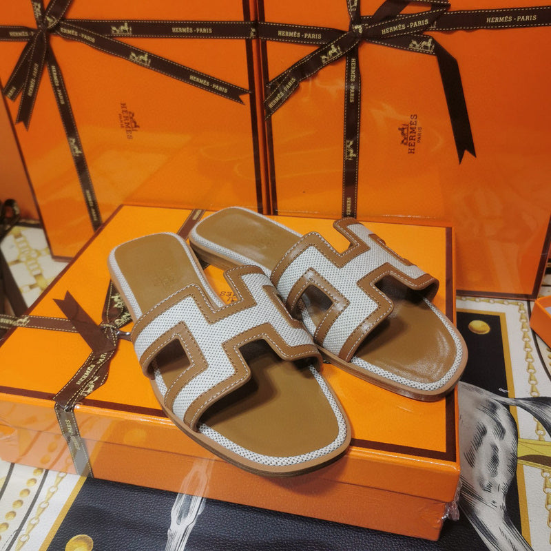 Hermès Chocolate Brown Slide Sandals - Lifestyle Styling Shot