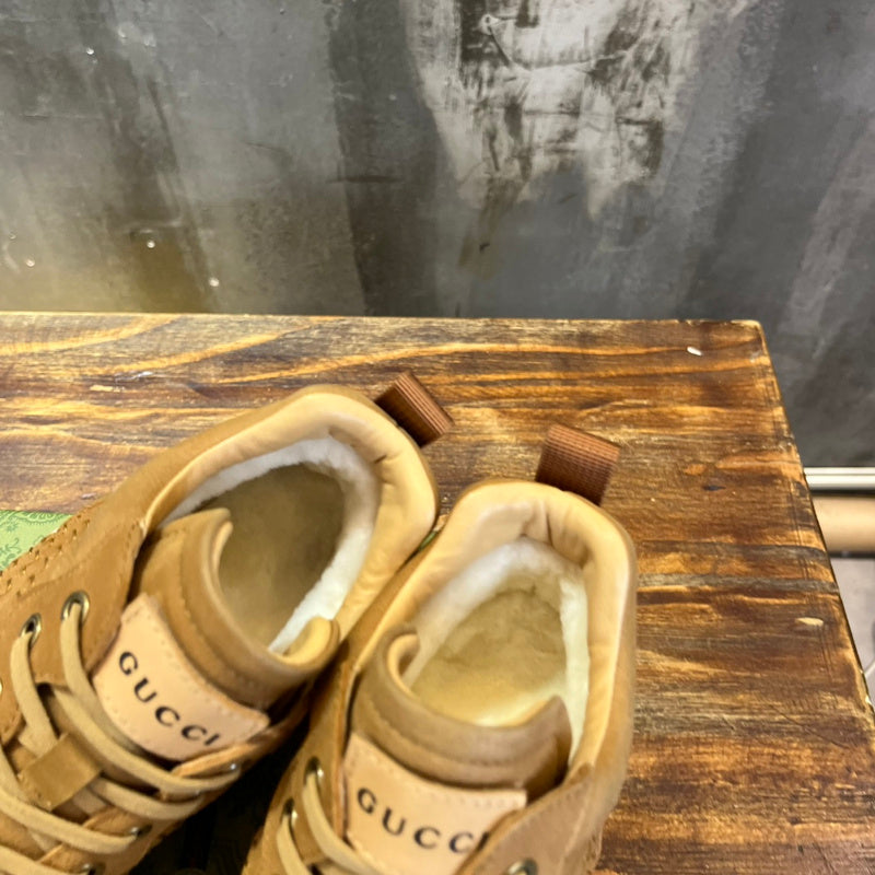 Gucci crisp white luxury sneakers view 8 retro runner design