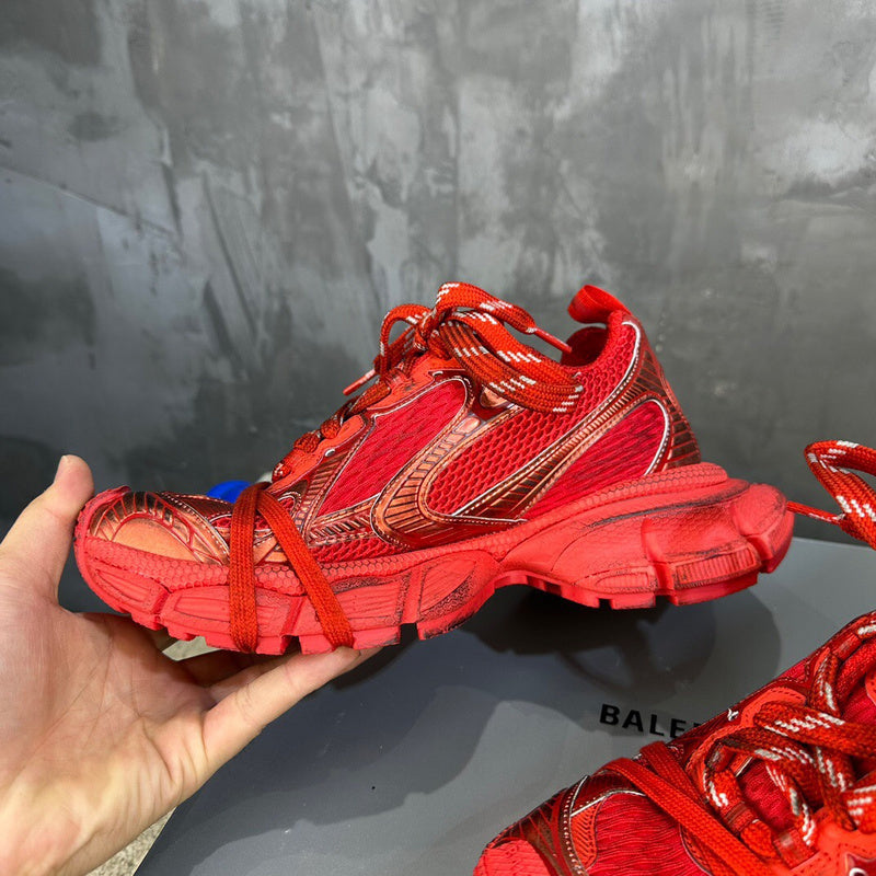 Balenciaga Red High-Top Sneakers - Detail Shot of Craftsmanship