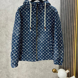 Front view of Louis Vuitton luxury clothing with label-forward styling
