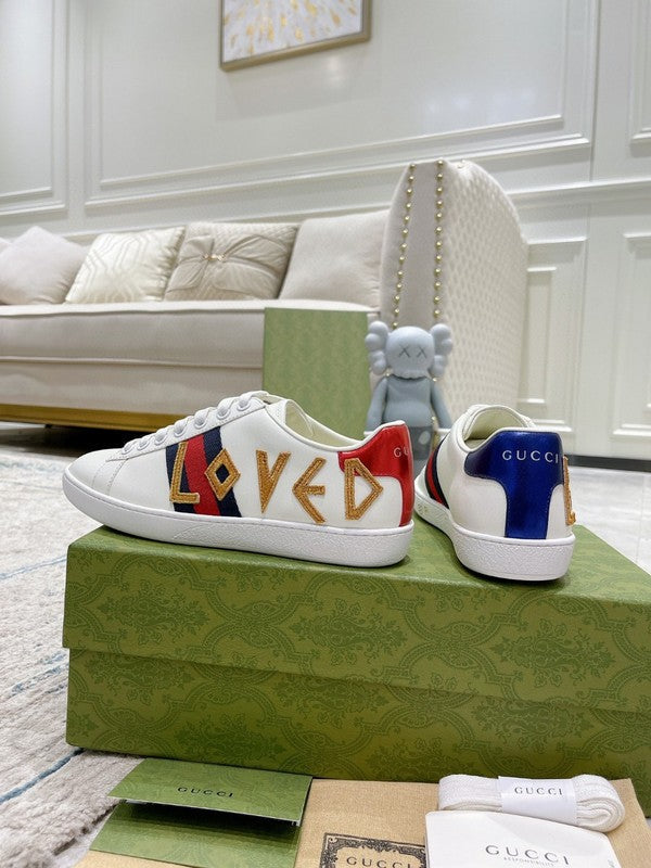 Gucci fresh white-and-black luxury sneakers view 7 breathable knit upper