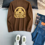 Side profile of Louis Vuitton luxury clothing with monogram-inspired silhouette