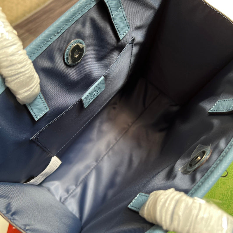 Side view of considered structured handbag