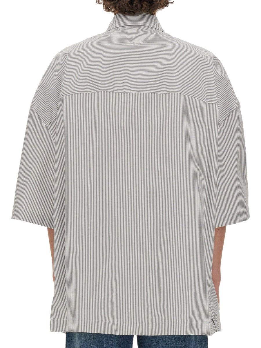 Bottega Veneta Tops? Bottega Veneta Men Striped Overshirt With "" Embroidery Premium Designer Casual Top