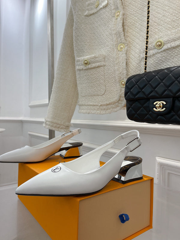 Louis Vuitton Black Block Heel Pumps - Full Silhouette View