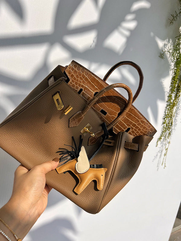 Close-up detail of curated bag design