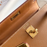 Side view of sophisticated structured handbag