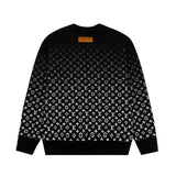 Close-up detail shot of Louis Vuitton luxury clothing with signature branding