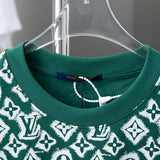 Close-up detail shot of Louis Vuitton cotton t-shirt with monogram-inspired silhouette