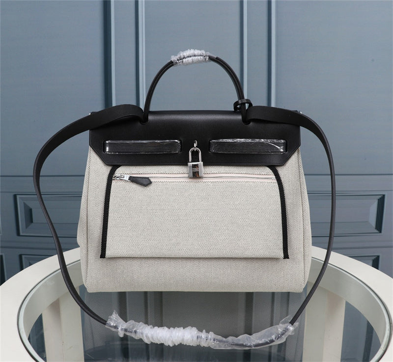 Side view of minimalist structured handbag