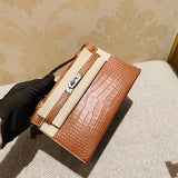 Side view of refined structured handbag