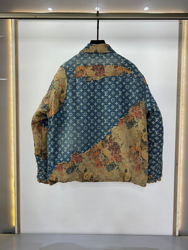 Close-up detail shot of Louis Vuitton luxury clothing with contemporary cut