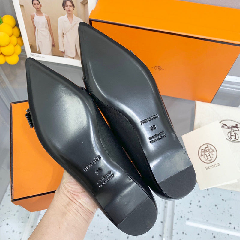 Hermès White Classic Ballet Flats - Back View
