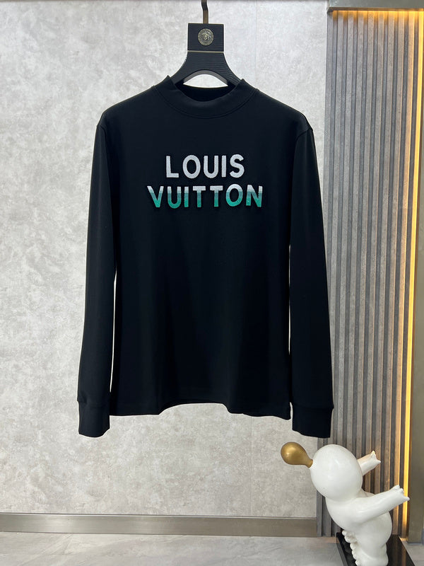Front view of Louis Vuitton luxury clothing with monogram-inspired silhouette