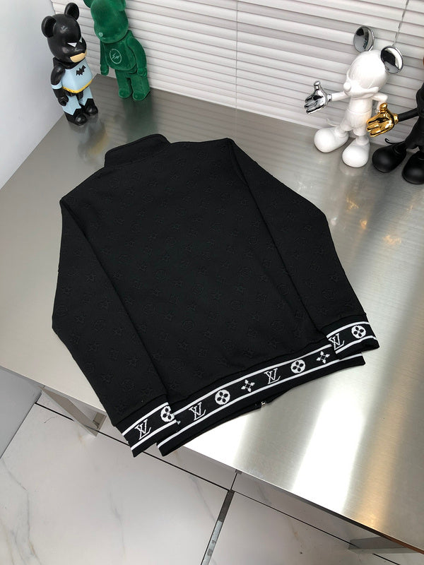 Back view of Louis Vuitton luxury clothing with signature branding