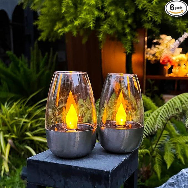 6Pack Solar Power Tea Lights Outdoor Flameless Flicker IP65 Waterproof Table Lamp LED Candles