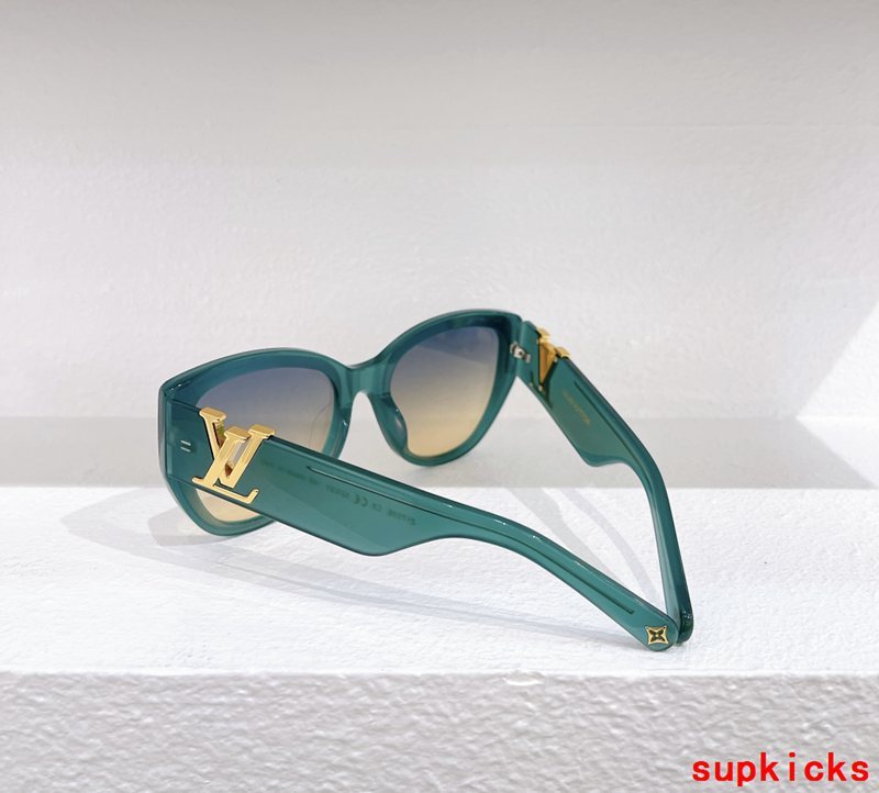 Close-up detail view of Louis Vuitton unisex sunglasses