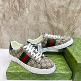 Gucci crisp white luxury sneakers view 6 retro runner design