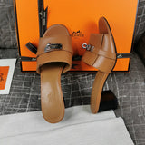 Hermès Camel Crisscross Strap Sandals - Detail Shot of Craftsmanship